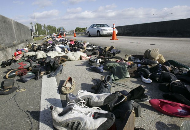 Massive shoe dump ties up Miami freeway traffic  
