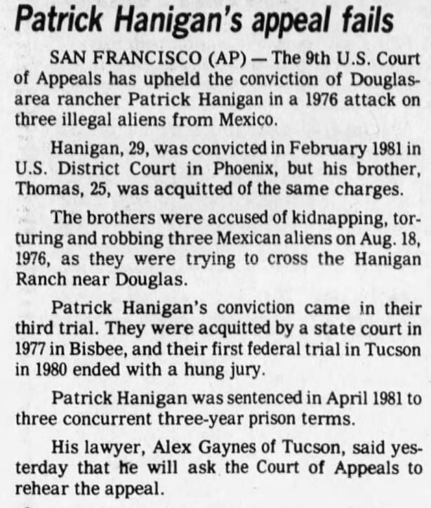 July 20, 1982: Patrick Hannigan's appeal fails