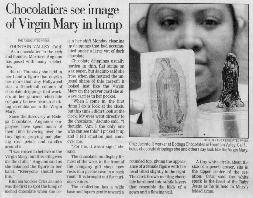 Aug. 19, 2006: The Virgin in a lump of chocolate