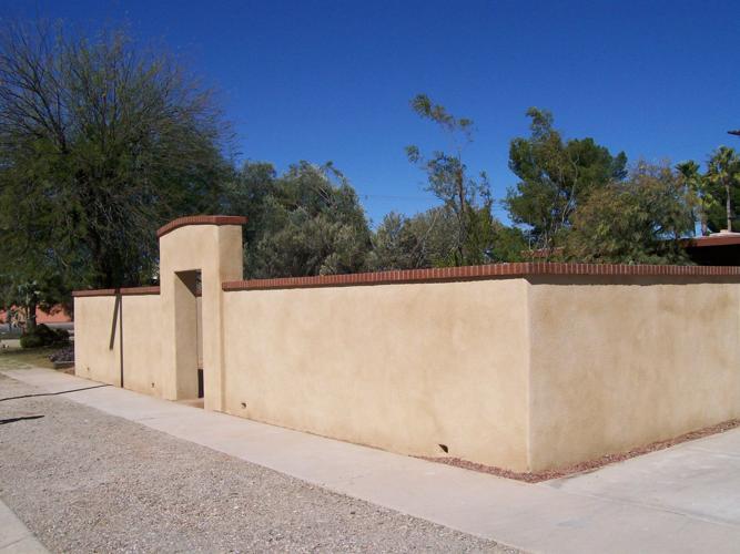 Front wall with stucco