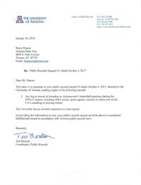 UA response to request for practice attendance records