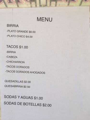Los Dos Potrillos menu