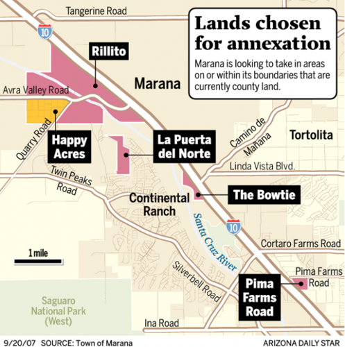 Marana eyes filling in its hit-and-miss annexations  