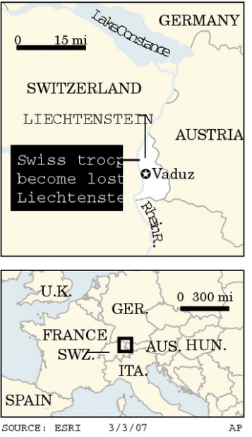 Oops! Swiss 'invasion' of Liechtenstein  