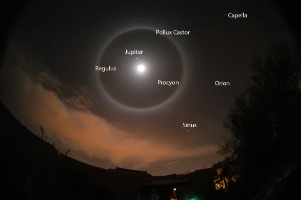 Moon halo Sunday night