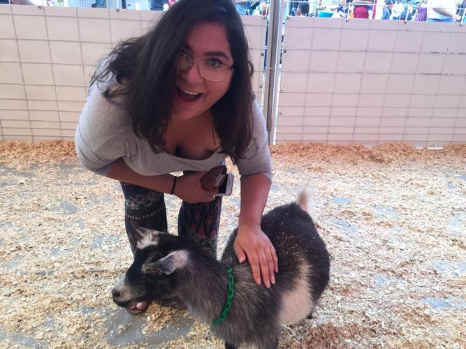 Alicia and a goat