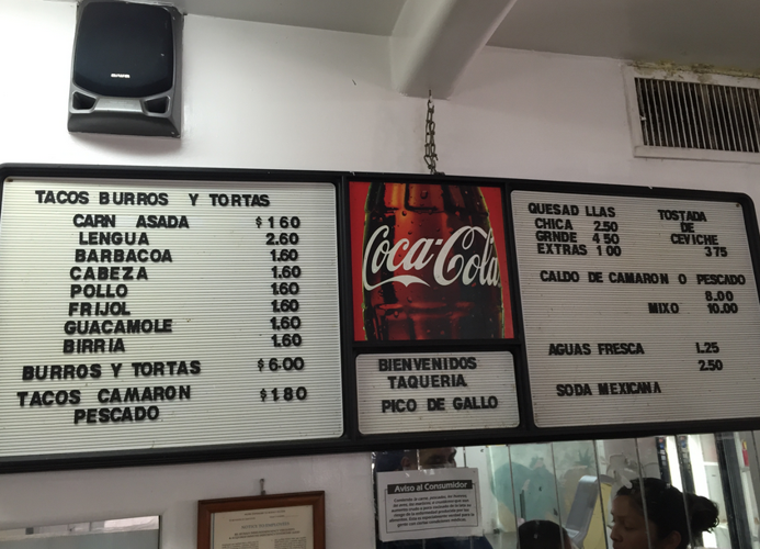 Taqueria Pico de Gallo menu