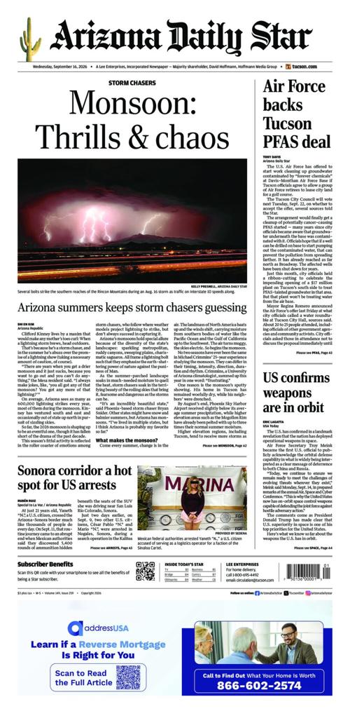 Today's front page from the Arizona Daily Star