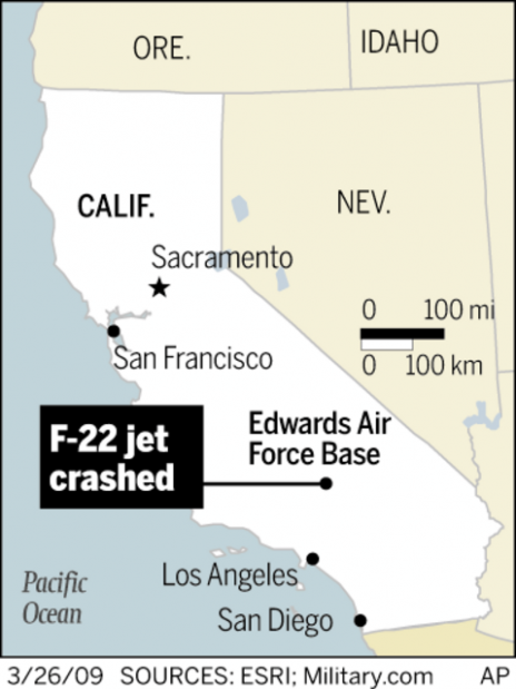 Air Force F-22 Raptor crashes; Lockheed test pilot killed  