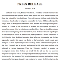 Jimenez press release, Page 1