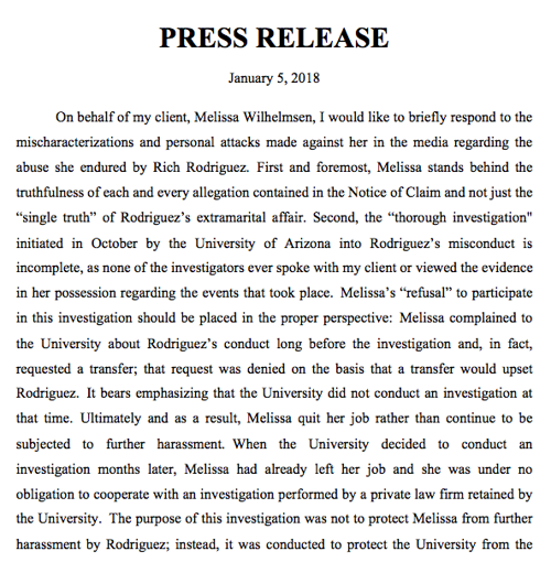 Jimenez press release, Page 1