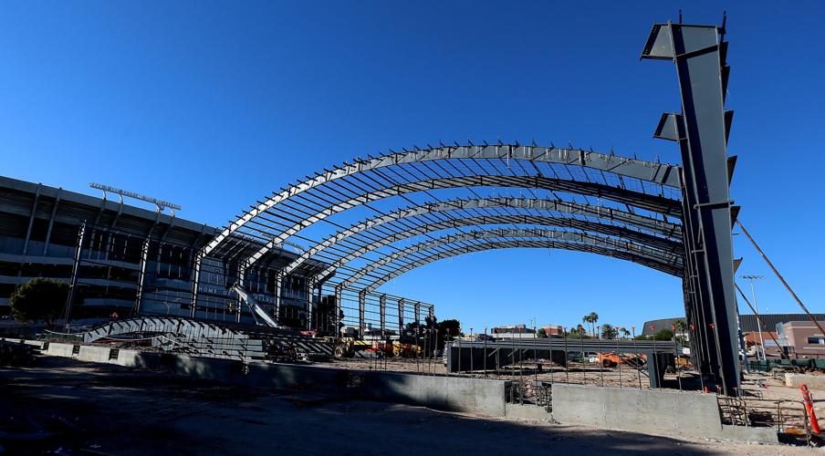 Construction on the UA indoor practice facility