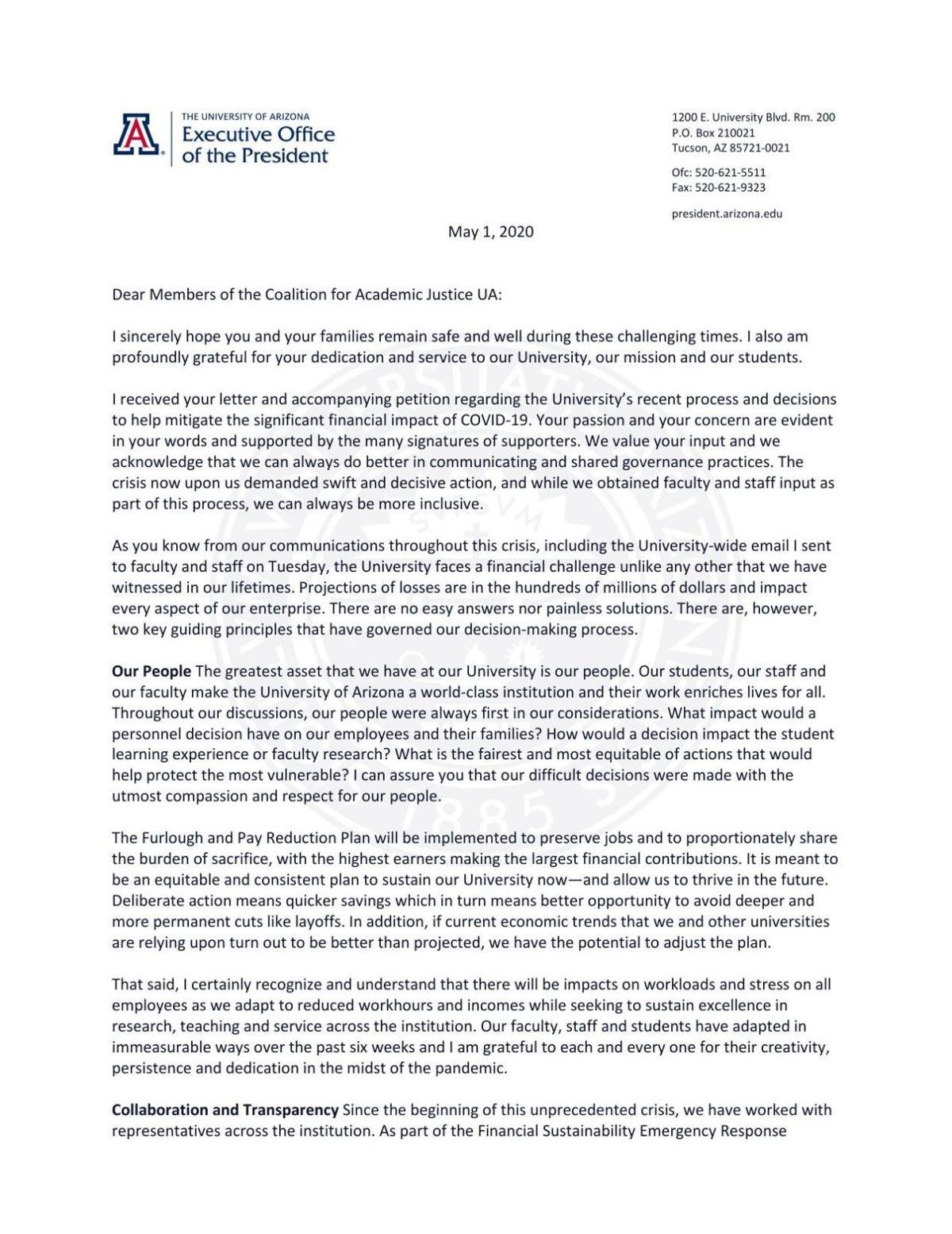 Campus Wide Coalition Calls On Ua To Stop Furlough Plan Look For