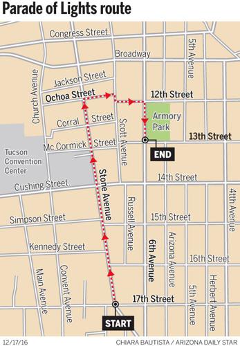 Downtown Parade of Liights route
