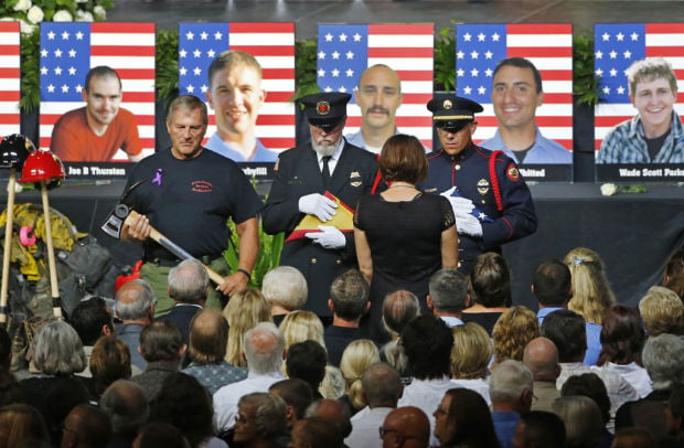 20th hero transfixes crowd Biden also joins memorial for 19 hotshots    