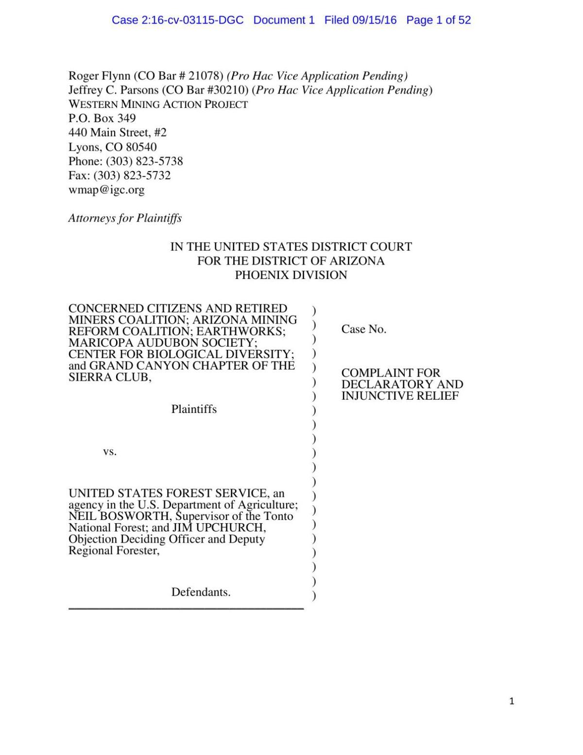 Environmentalists' complaint