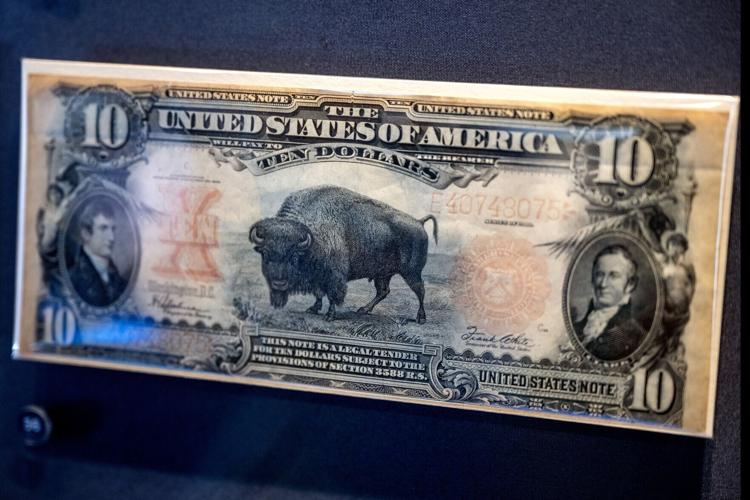 A 1901 $10 Bison Note on display at the Federal Reserve Bank of Philadelphia’ s newly redesigned“ Money in Motion” exhibit Thursday, May 7, 2026. The bill was issued during the 100- year anniversary of the Lewis and Clark expedition. The exhibit features nearly 400 historic artifacts and interactive installations that explore currency and the Federal Reserve’ s...