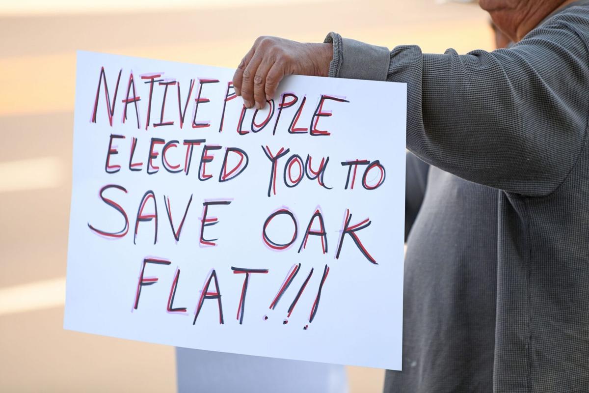 Protesters urge Sen. Kelly to support bill to protect sacred Oak Flat