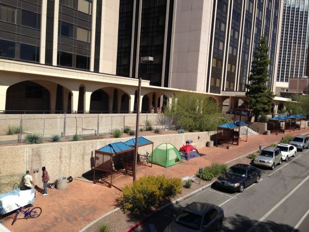Fence in front of Pima County Administration Building