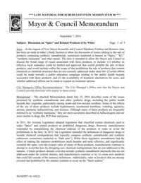 Mayor & Council Memorandum, Spice ban