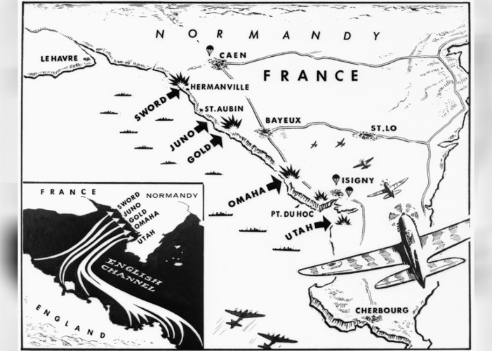 Forces landed on five code-named beaches