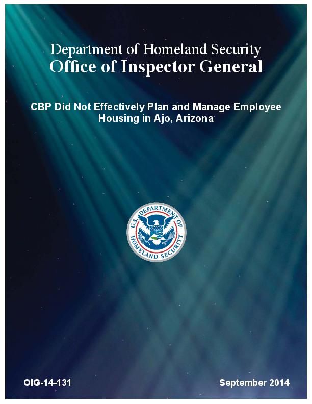 CBP Did Not Effectively Plan and Manage Employee Housing in Ajo, Arizona