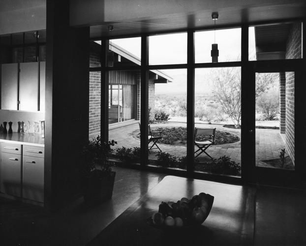 1957 photos: Burnt adobe accents this home