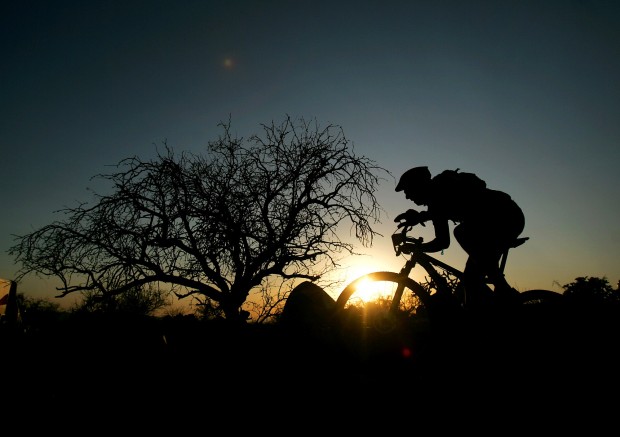 mountain bike race under way   