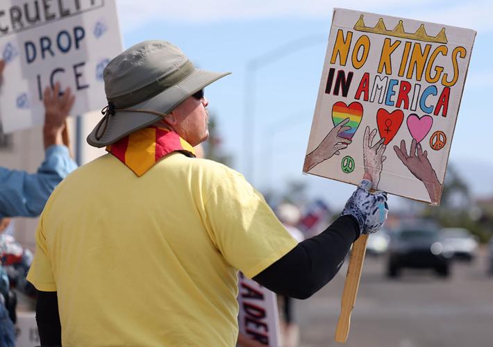 Hundreds turn out for 'No Kings' rally in Tucson in strong winds