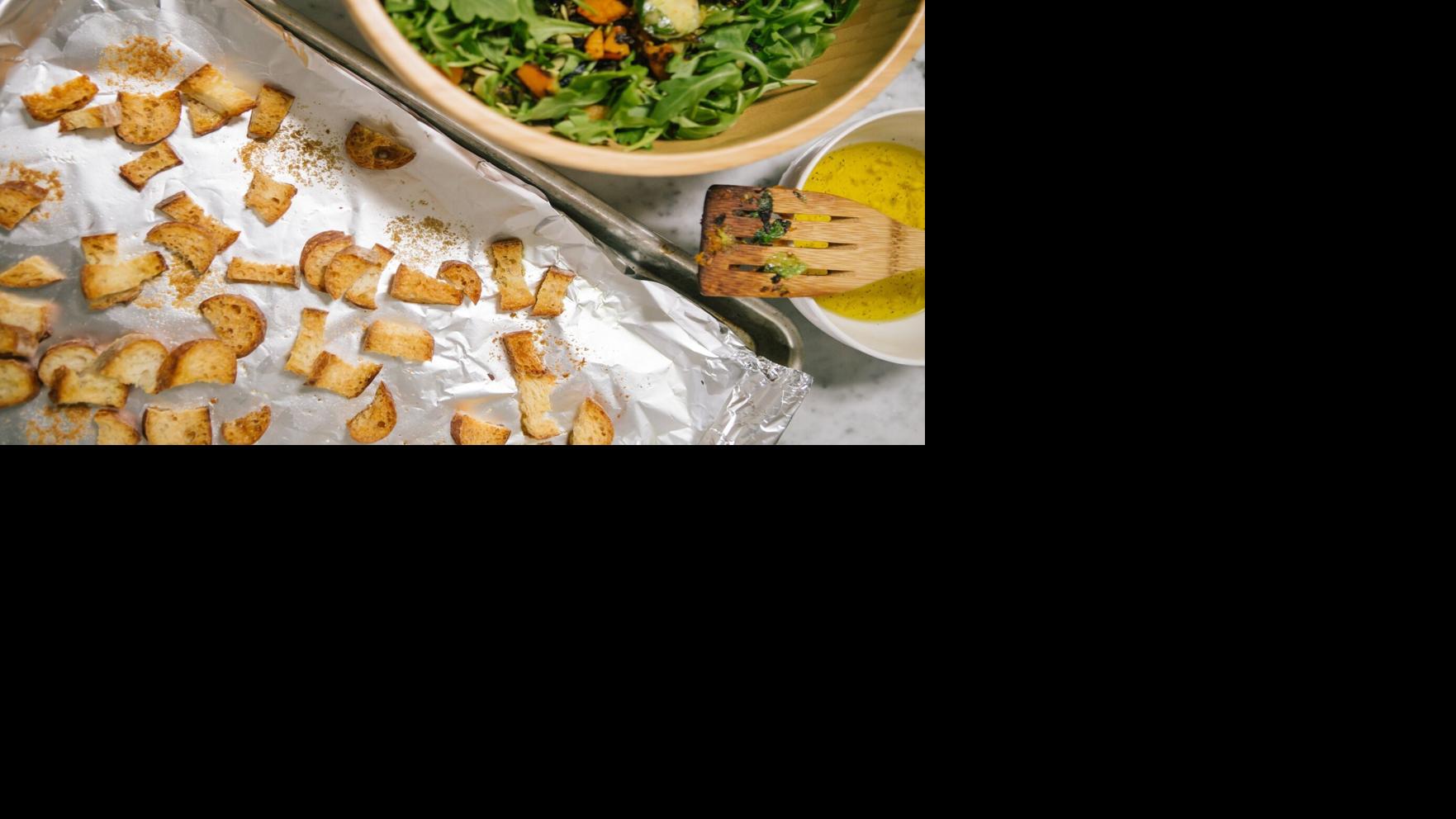 Leftover Hot Dog Bun Croutons Recipe