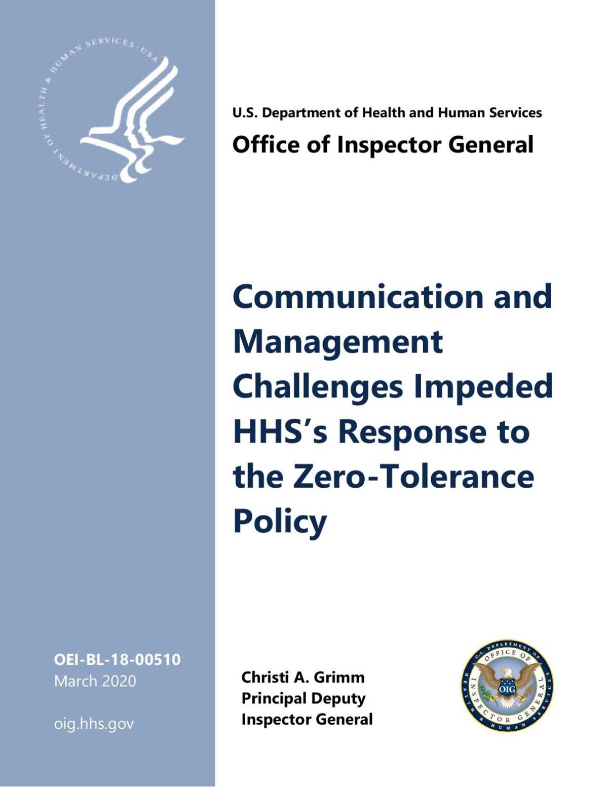 HHS inspector general report on problems with family separation management