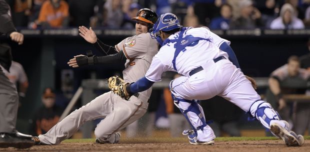 Photo: J.J. Hardy slide in Baltimore, MD - WAG2012090705 