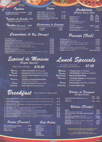 El Merendero menu