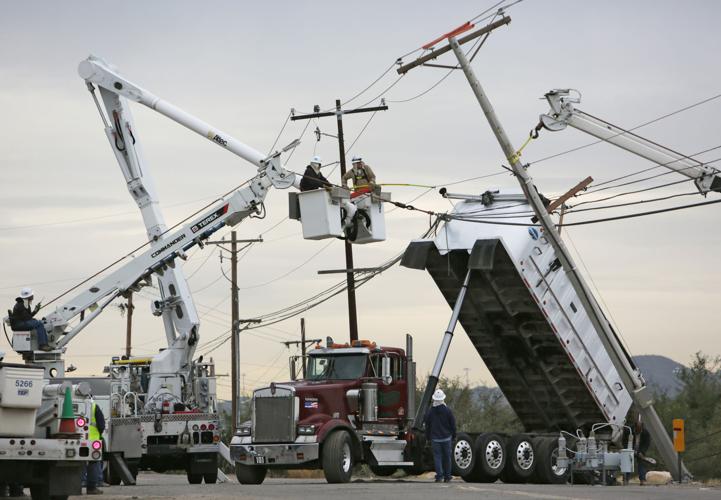 Truck into power pole