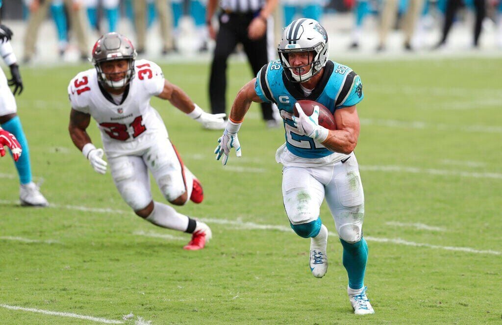 Carolina Panthers running back Christian McCaffrey (copy)