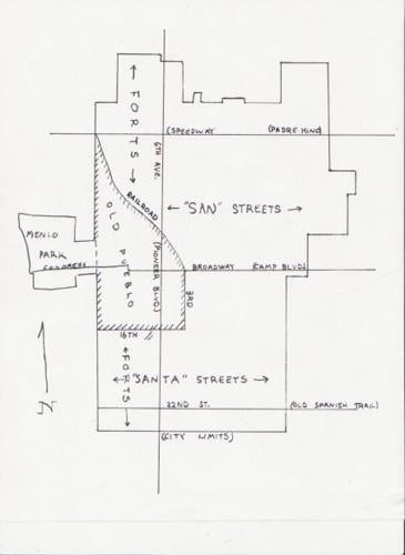 Drawn map of proposed road name changes