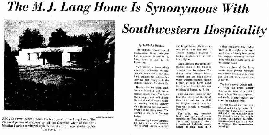 Tucson Citizen article Nov. 15, 1958