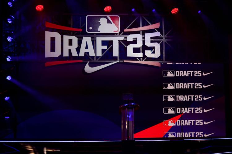 A general view of the stage before the 2025 MLB Draft.