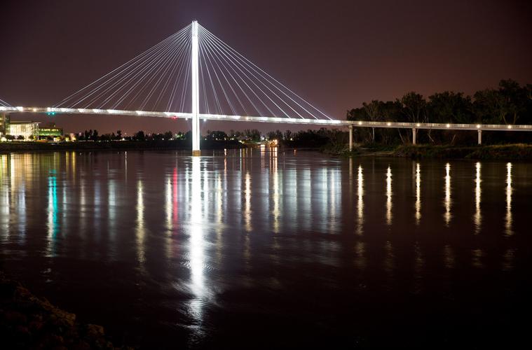 5. Be in two places at once on the Bob Kerrey Pedestrian Bridge (705 Riverfront Dr.)