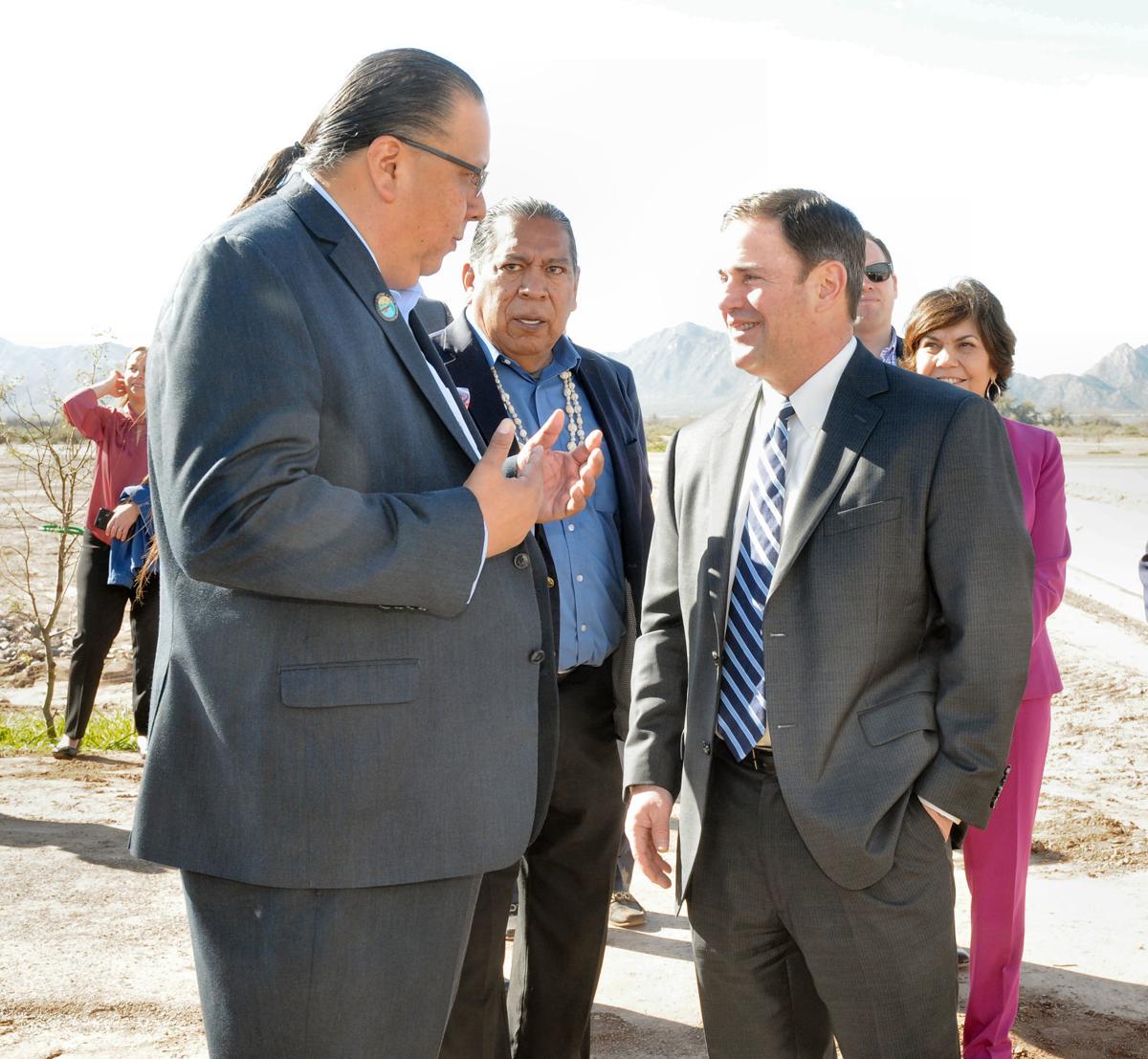 Gov. Doug Ducey, Gila River Gov. Stephen Rae Lewis