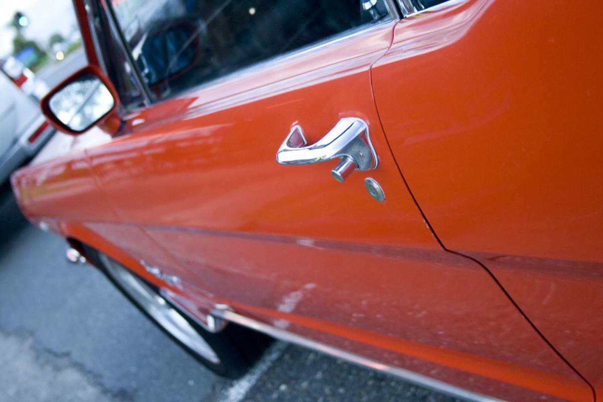 Side Door and Handle of Ford Classic Mustang Sports Car