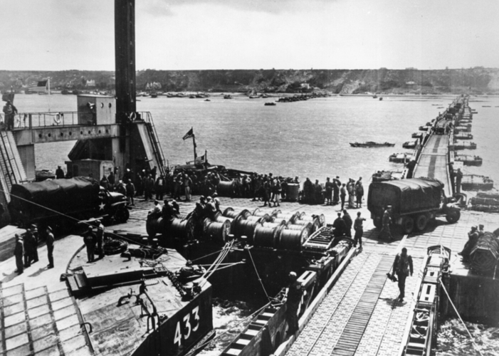 Artificial harbors supported the supply lines