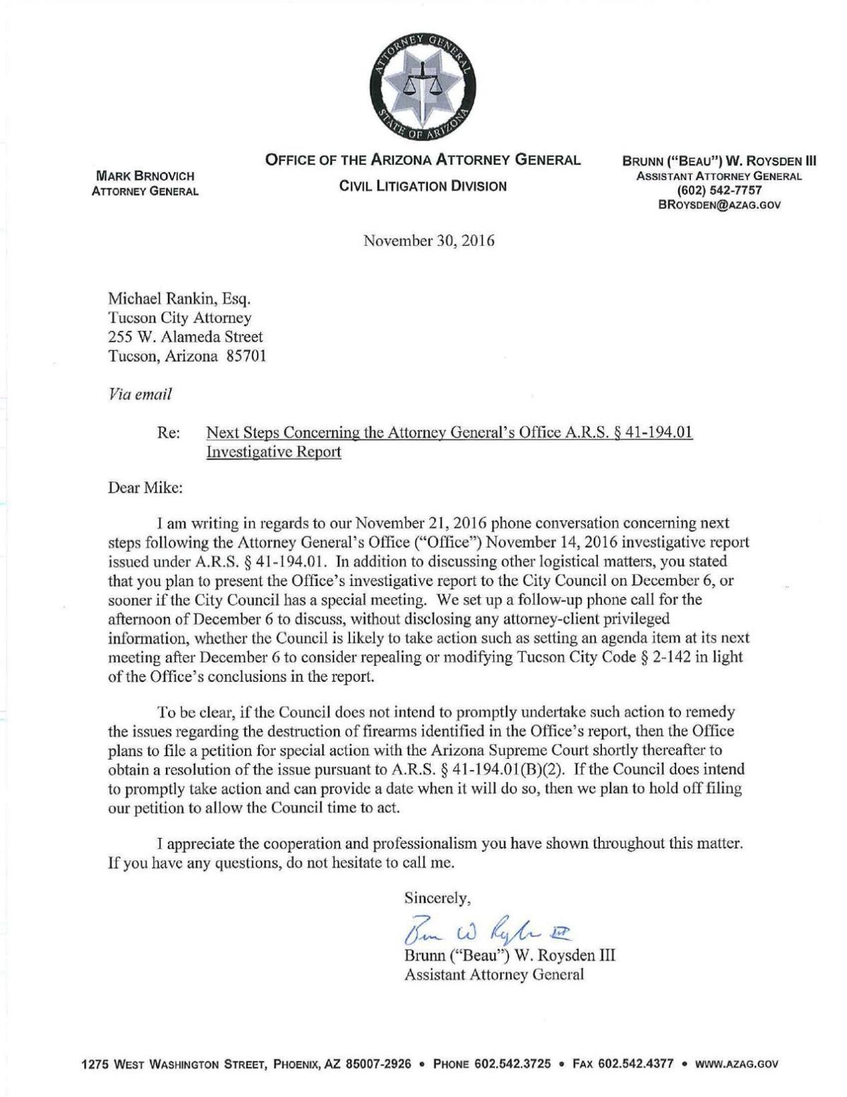 Roysden 1487 letter to Tucson