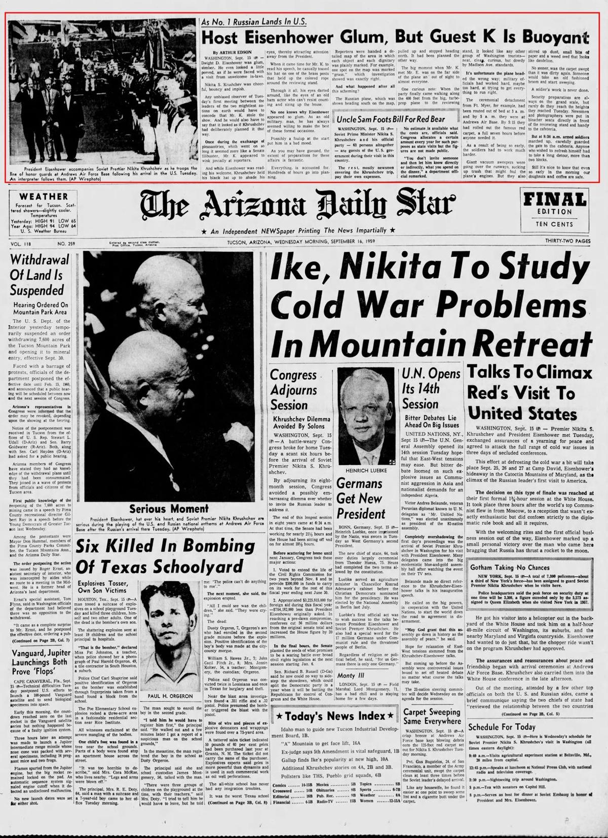 Sept. 16, 1959: Khrushchev visits Washington, D.C.