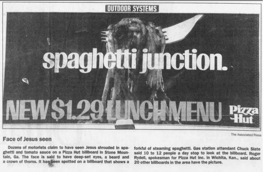 May 22, 1991: Jesus in spaghetti ad