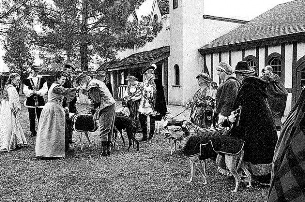 Festive wedding at renaissance festival  