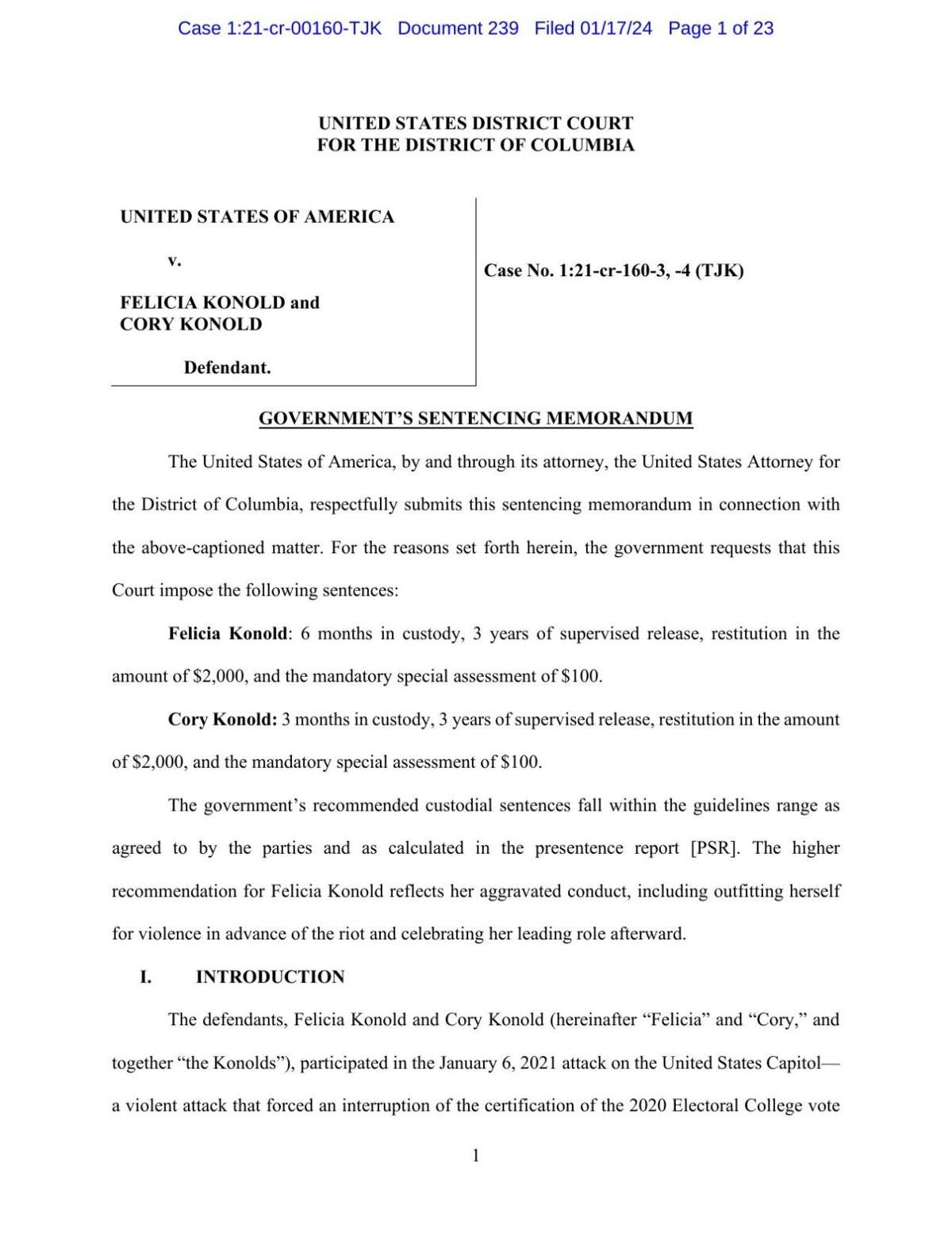 Konold sentencing memo