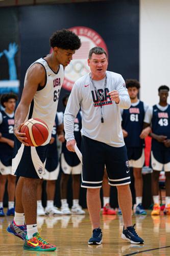 Koa Peat, Tommy Lloyd at USA Basketball U19 training camp