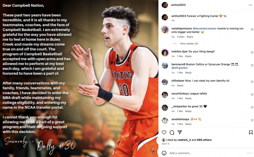 Anthony Dell'Orso entering transfer portal