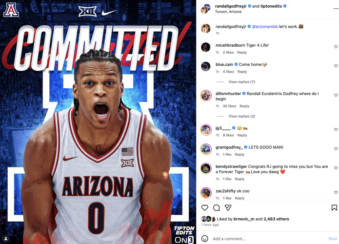 RJ Godfrey commits to Arizona